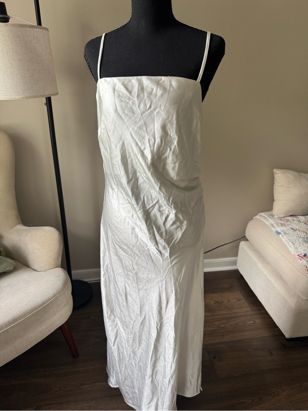 Classic White Maxi Slip Dress with Spaghetti Straps